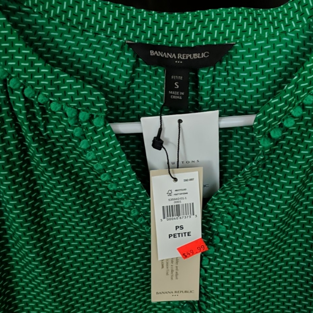 Banana Republic Petite Green Top Small
